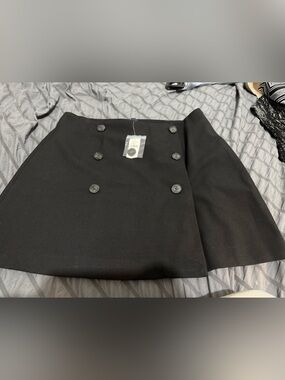 GAP Black Double-Button Wrap Mini Skirt